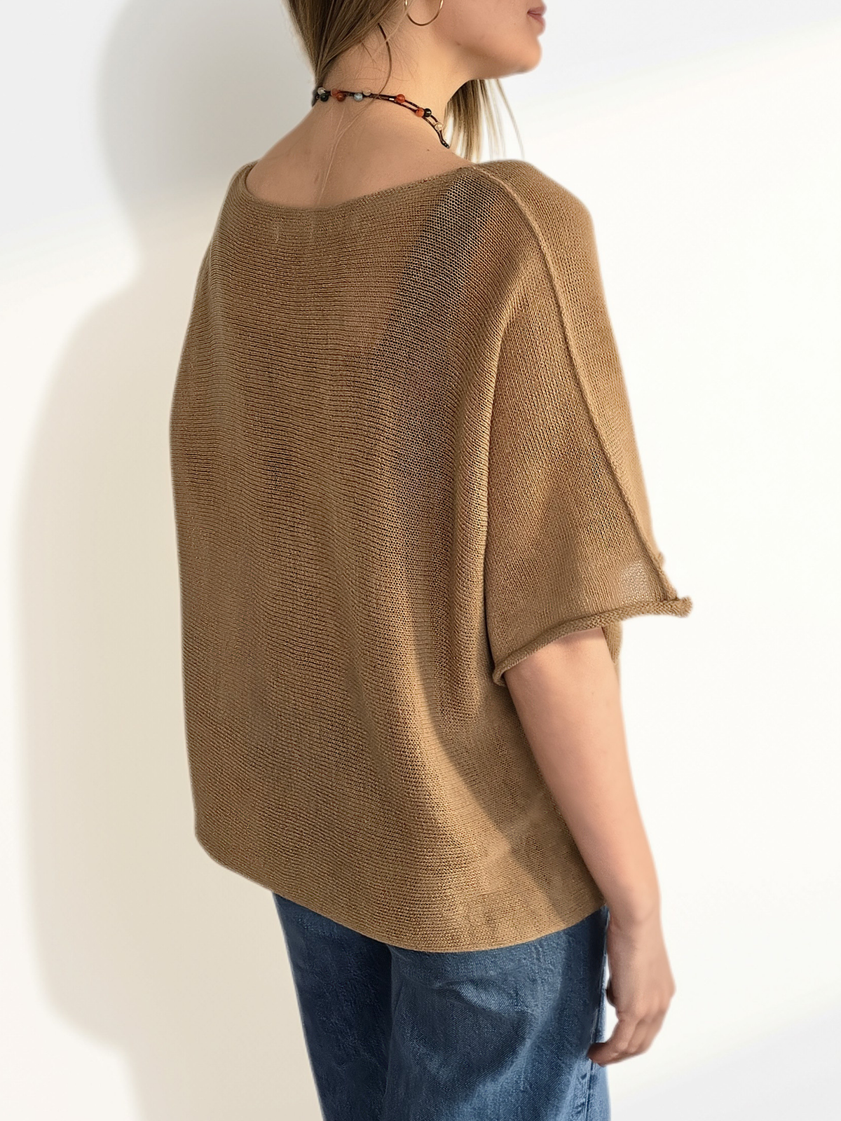Sweater Italiano Manga 3/4, color Tostado