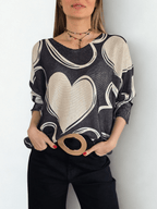 Sweater Italiano Corazón, fondo Negro