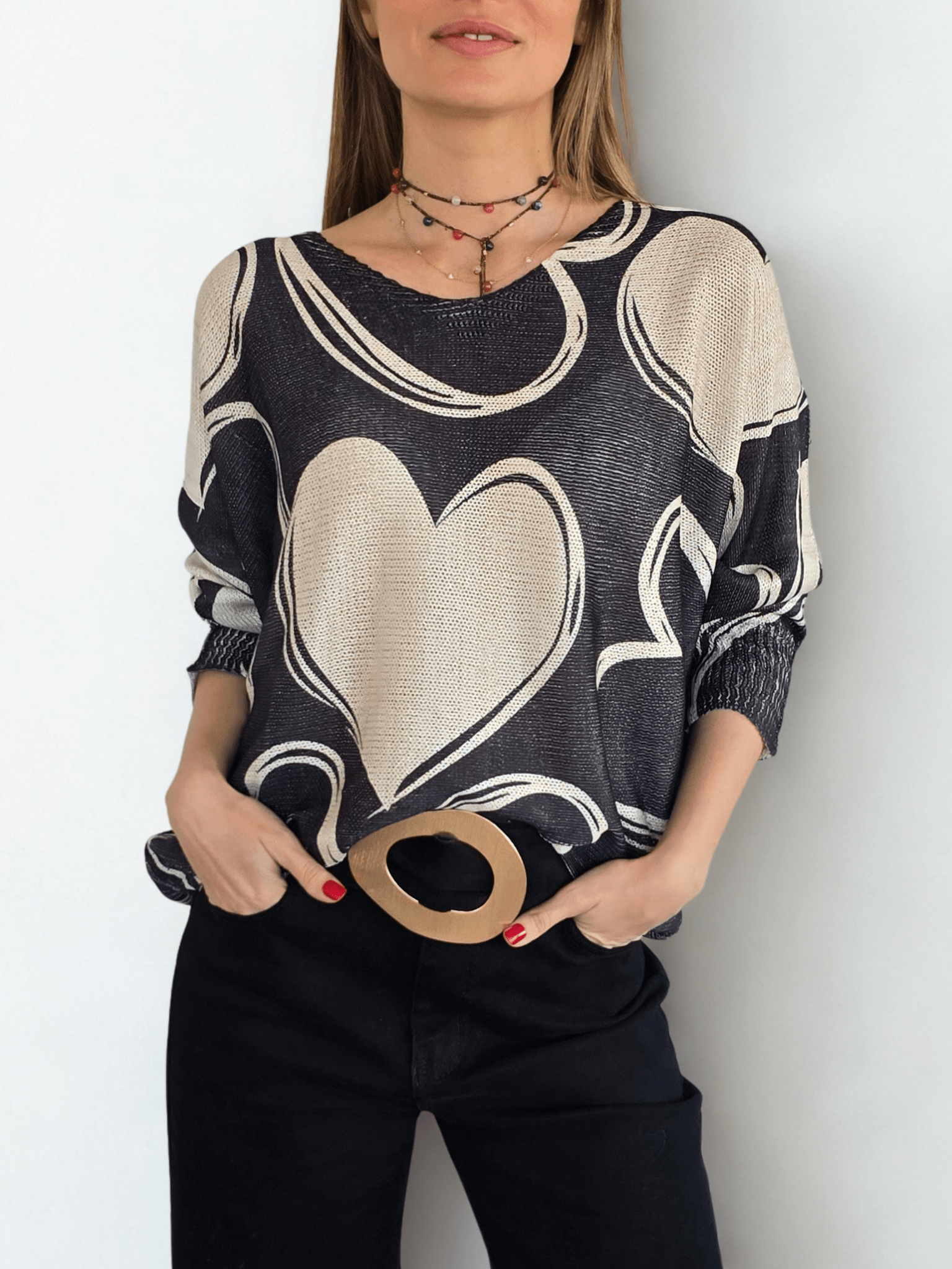 Sweater Italiano Corazón, fondo Negro
