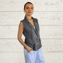 Cargar imagen en el visor de la galería, Chaqueta Blazer 100% Lino Italiano, color Gris
