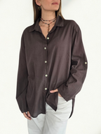 Blusa Italiana 100% Algodón, color Café