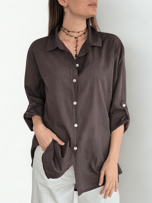 Blusa Italiana 100% Algodón, color Chocolate