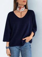 Sweater Italiano Manga 3/4, color Azul Marino