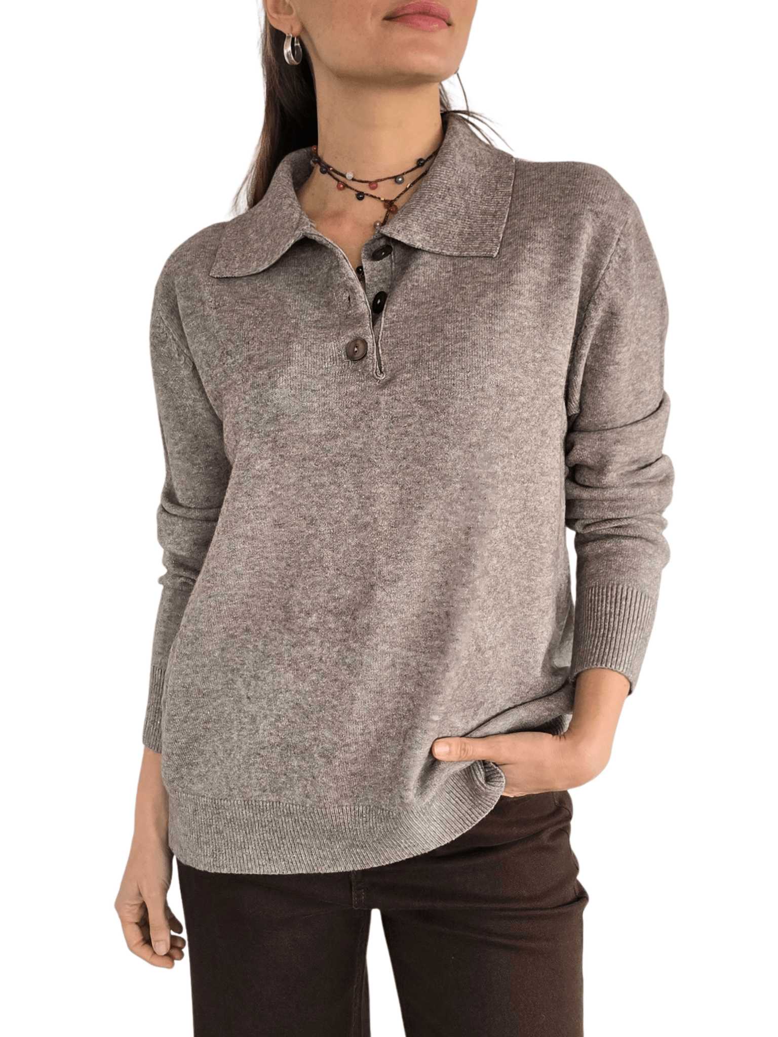 Sweater Tres Botones, color Taupe