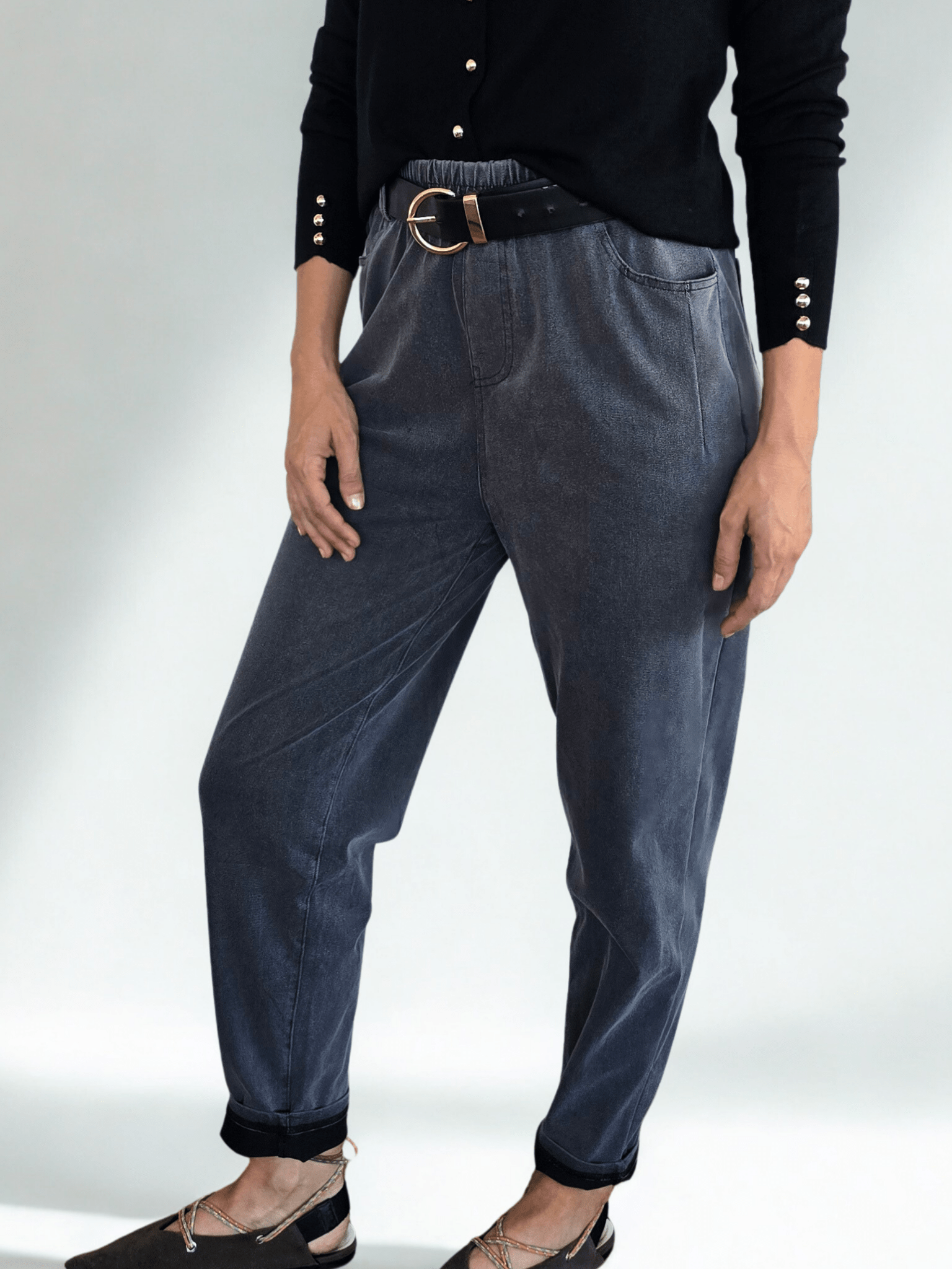 Pantalón Jogger Jeans, color Gris