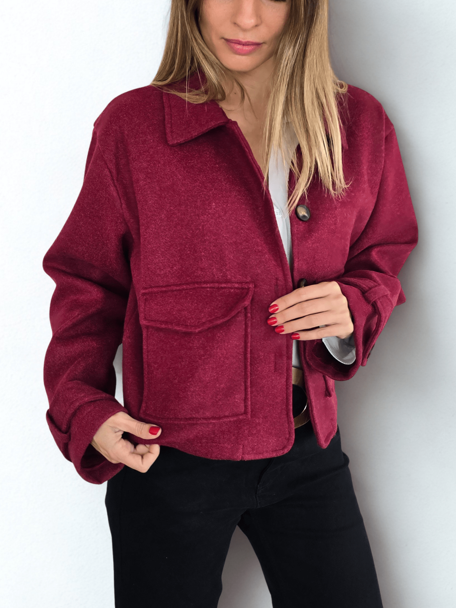 Chaqueta de Paño, color Burdeo