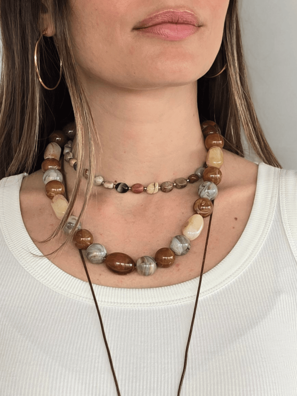 Collar Piedra Grande, color Café