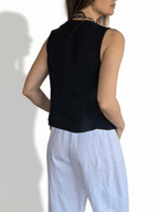 Blusa Gillette Italiano 100% Lino, color Negro