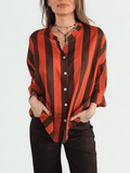 Blusa Italiana Rayada, color Chocolate con Terracota