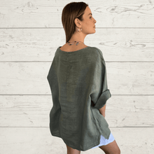 Cargar imagen en el visor de la galería, Blusa Italiana Verona 100% Lino, color Verde
