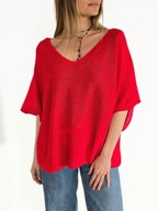 Sweater Italiano Manga 3/4, color Rojo