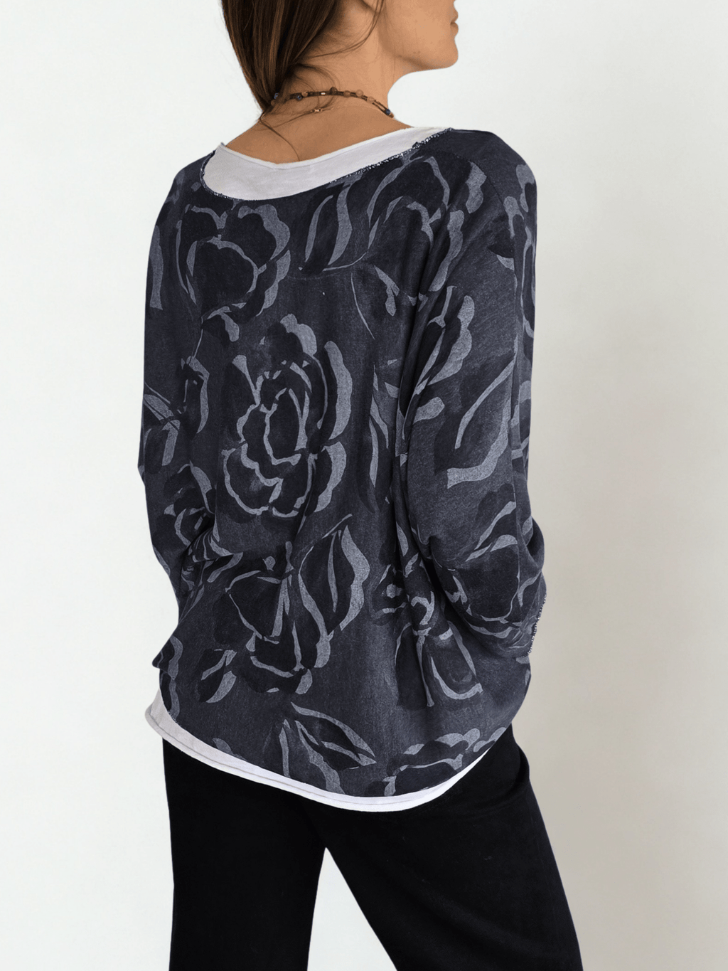 Sweater Italiano Estampado con Polera, color Azul