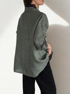 Blusa de Lino Italiano Ancha, color Verde