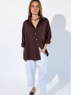 Blusa Tencel, color Chocolate