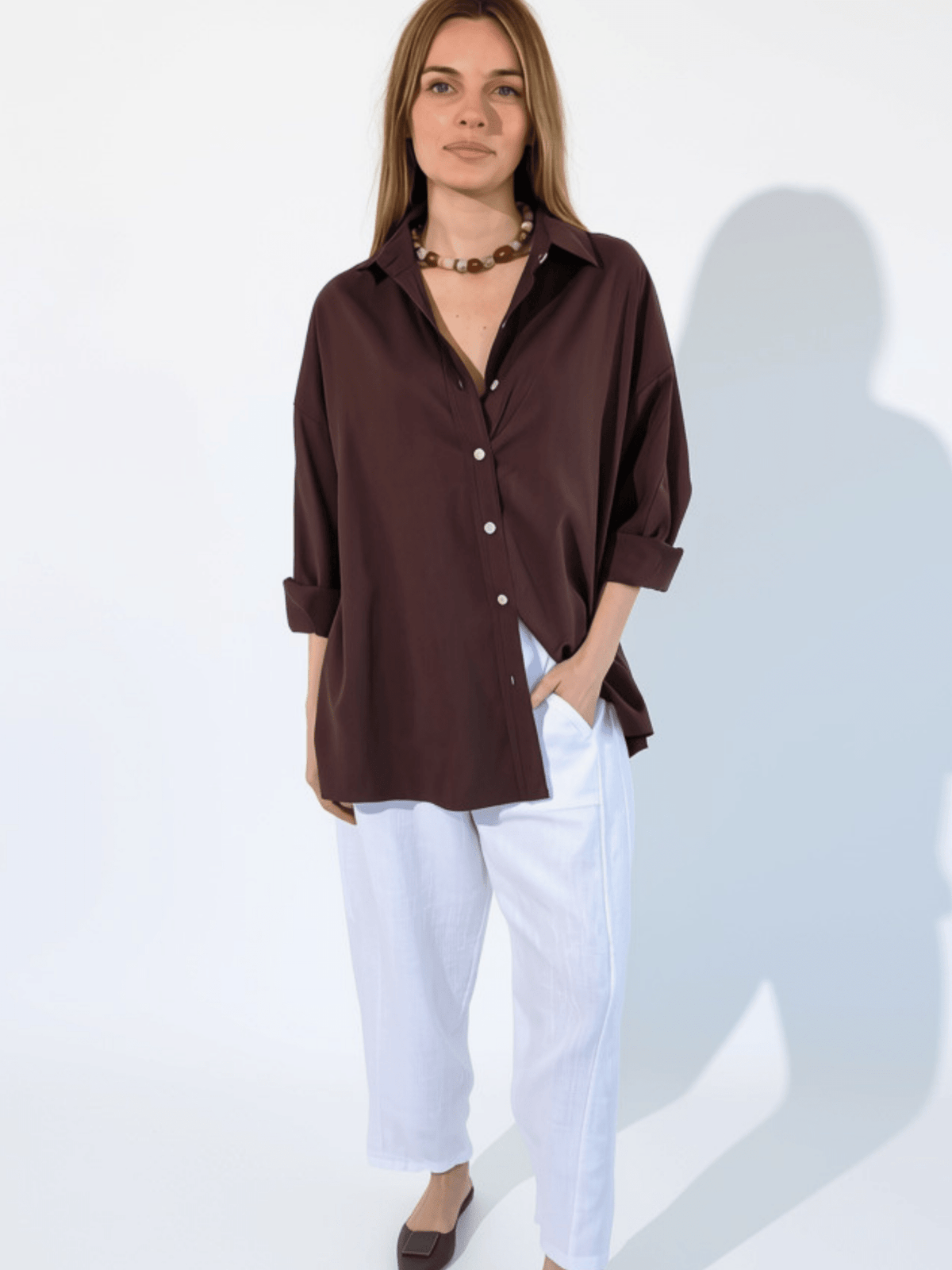 Blusa Tencel, color Chocolate
