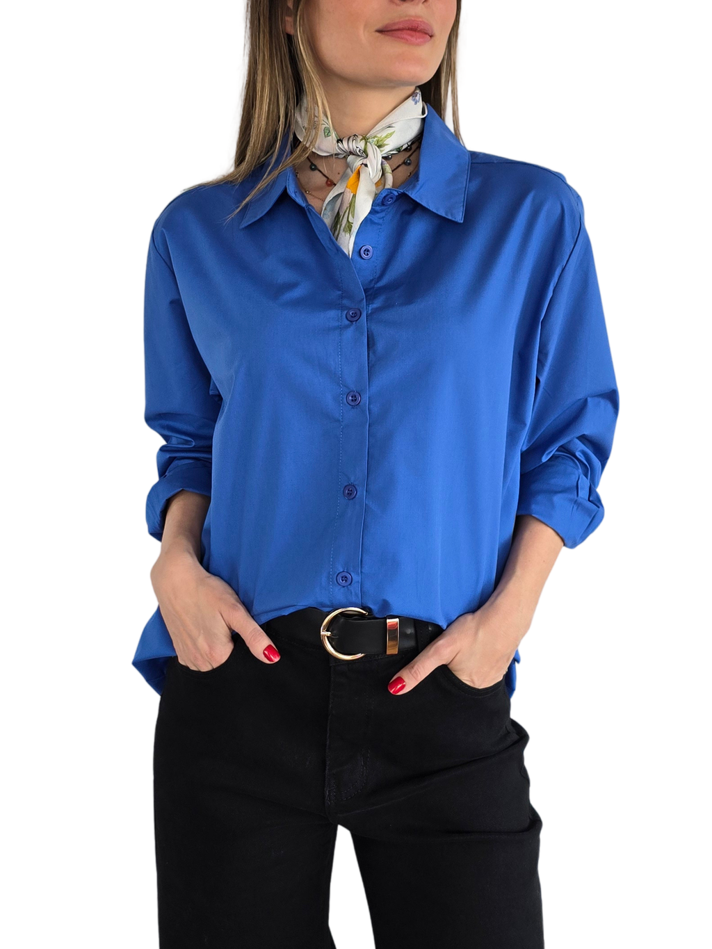 Blusa Básica, color Azul Rey