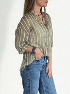 Blusa Italiana Rayada, fondo Verde