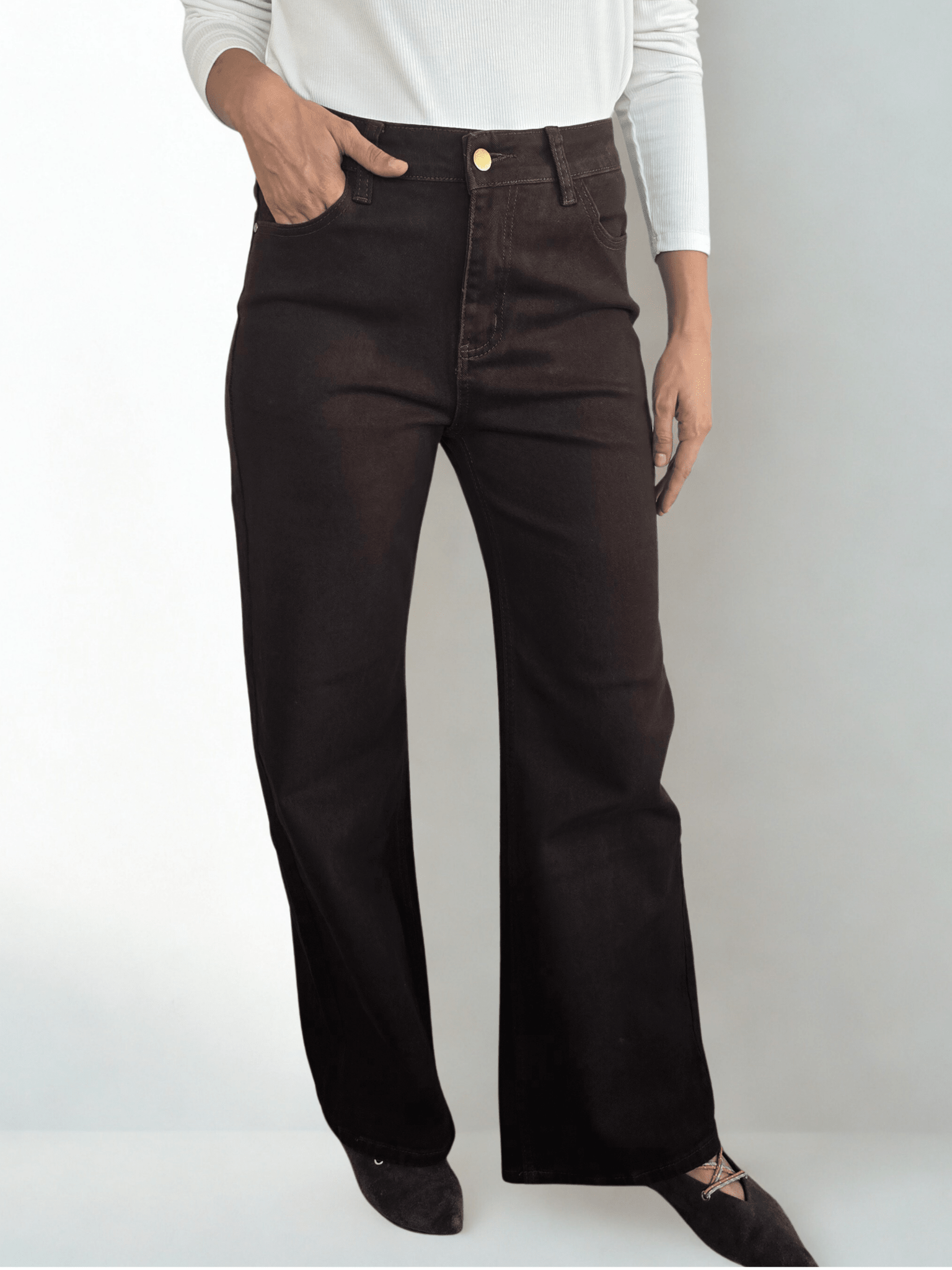 Pantalón de Gabardina, color Chocolate