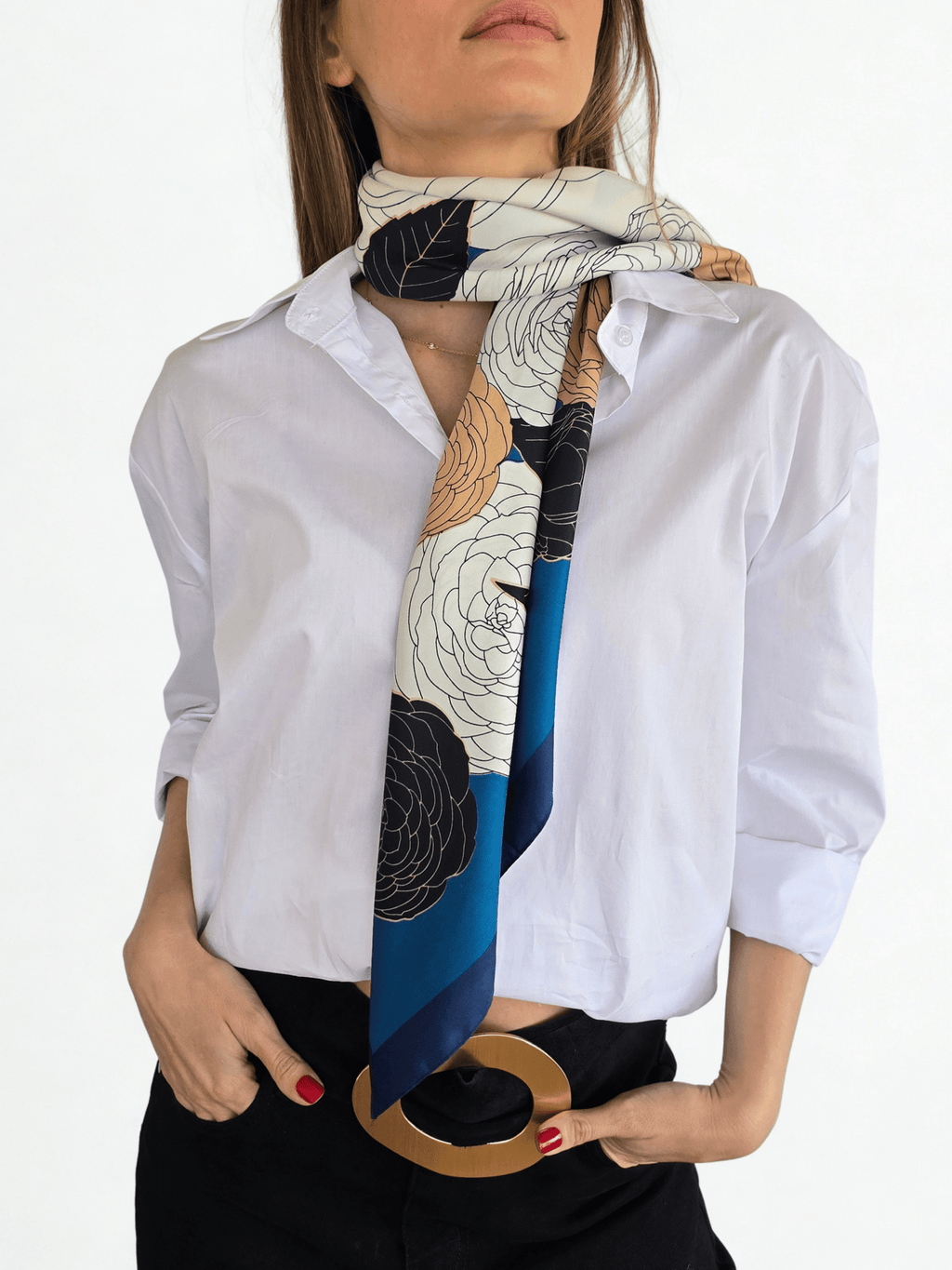 Pañuelo Estampado, orilla Azul