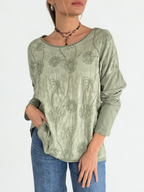 Blusa Italiana Bordada, color Verde Menta