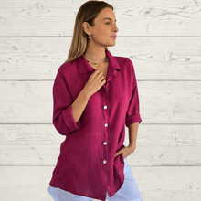 Cargar imagen en el visor de la galería, Blusa Italiana Venecia 100% Lino, color Magenta
