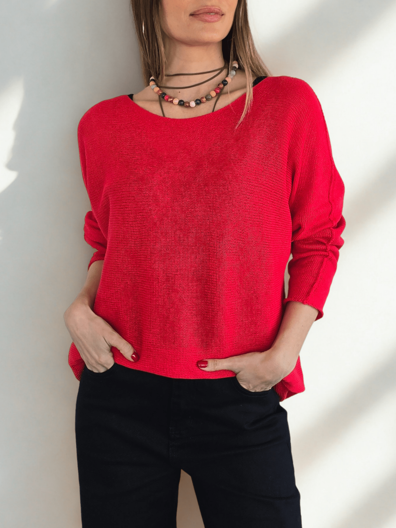 Sweater Italiano de Hilo, color Rojo