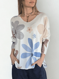 Sweater Italiano Estampado Flores, tonos Celestes