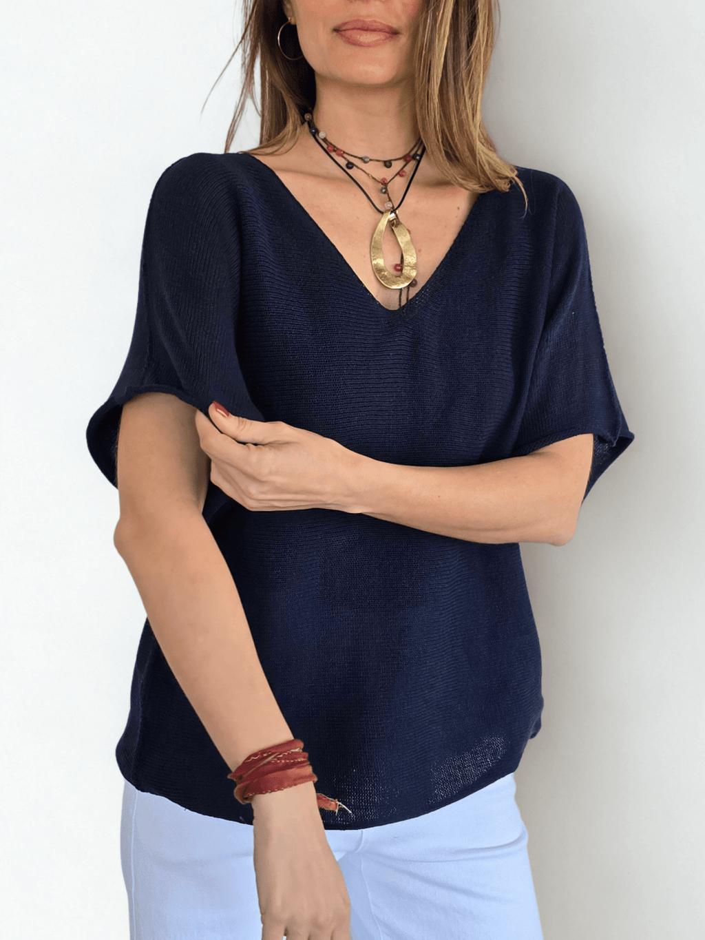Sweater Italiano Hilo, color Azul Marino