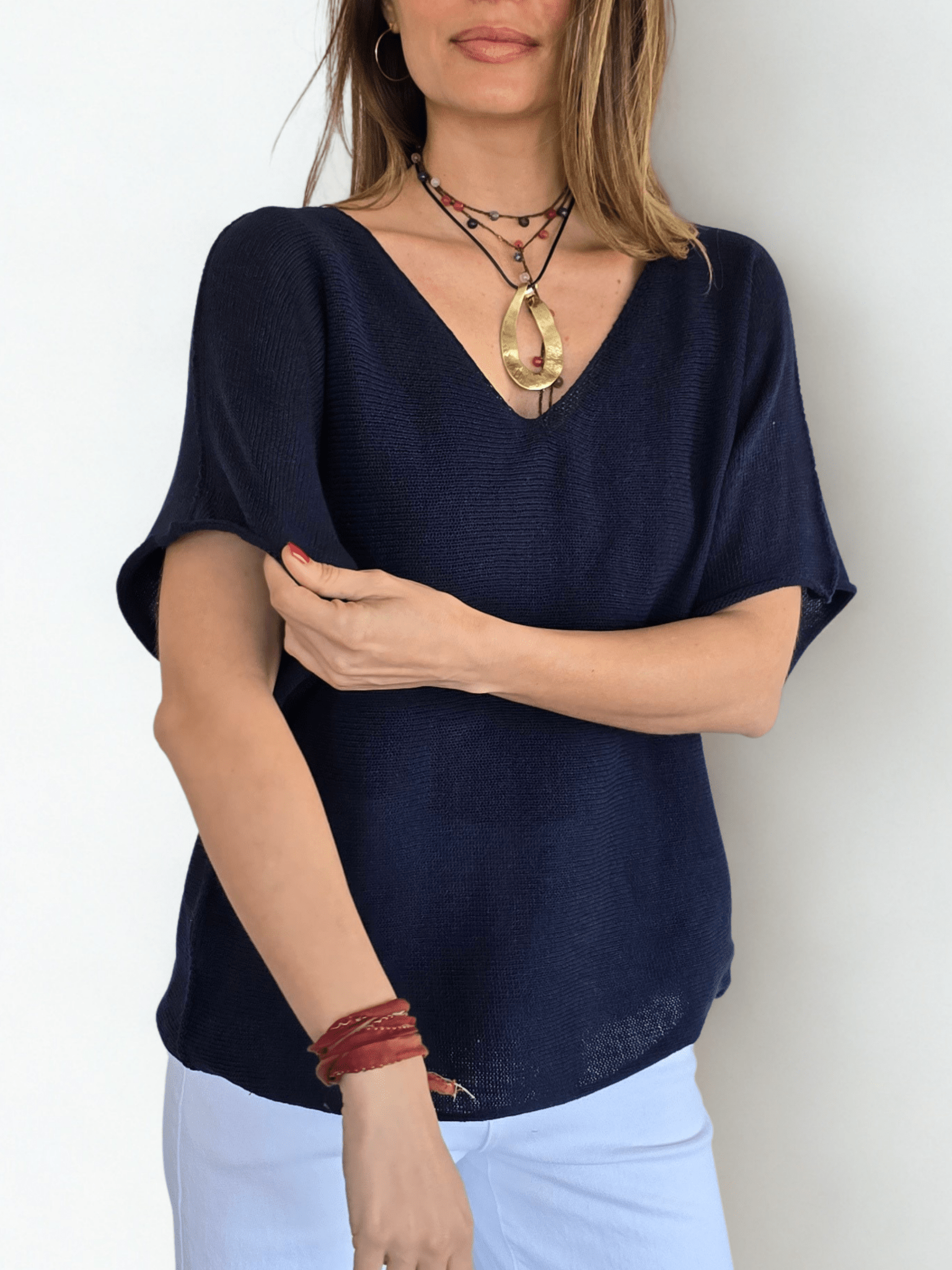 Sweater Italiano Hilo, color Azul Marino