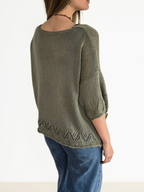 Sweater Italiano Pretina y Puño Calado, color Verde
