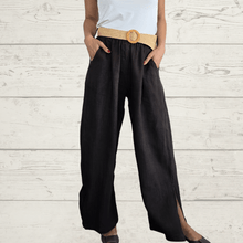 Cargar imagen en el visor de la galería, Pantalón 100% Lino Italiano con cinturón, color Chocolate
