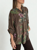 Blusa Italiana Estampada, fondo Chocolate