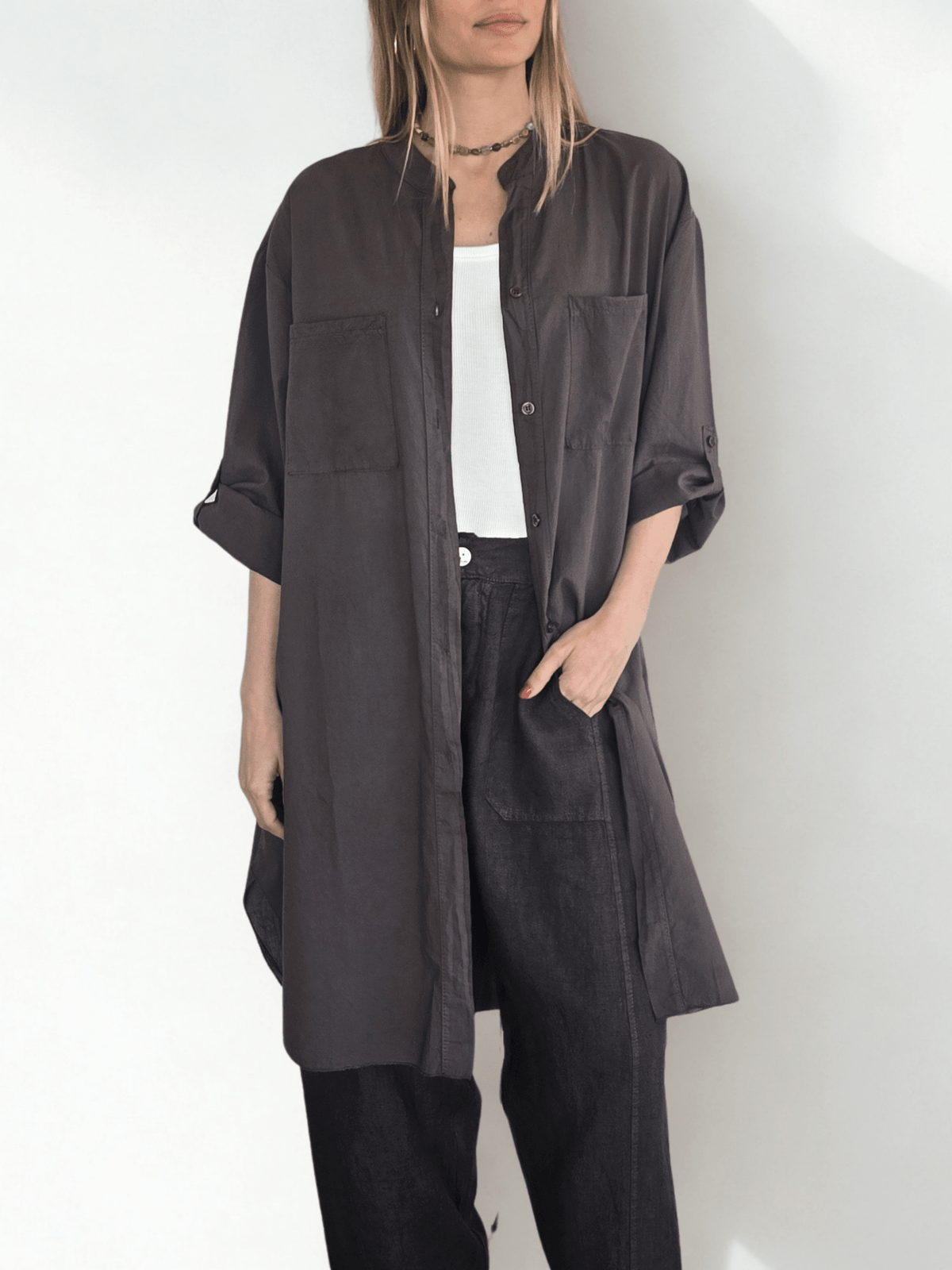 Blusa Italiana Larga, color Chocolate
