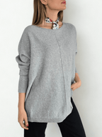 Sweater Ancho con Ribete, color Gris