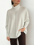 Sweater cuello subido Ribete, color Blanco Invierno