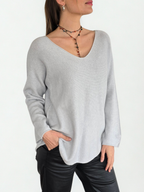 Sweater Italiano Escote en V, color Gris