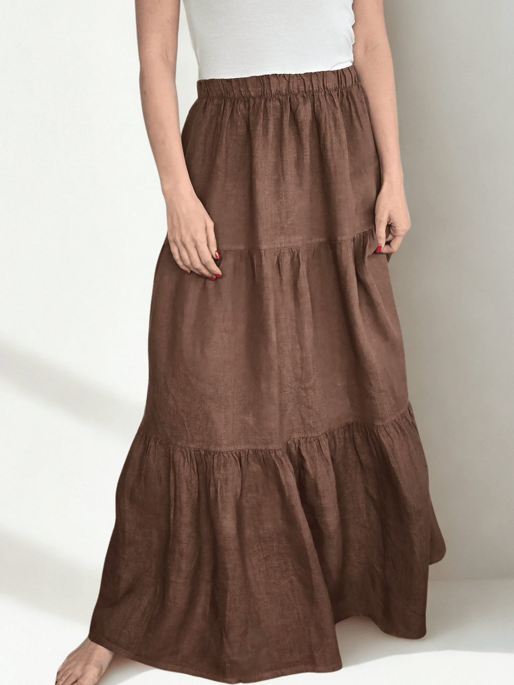 Pollera Italiana 100% Lino, color Chocolate