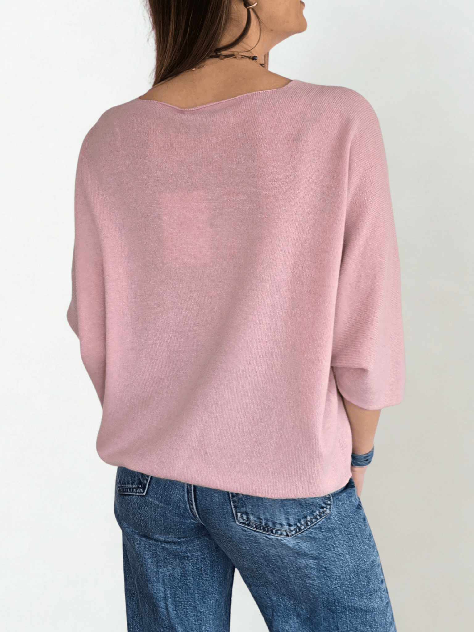 Sweater Italiano Manga 3/4, color Rosado