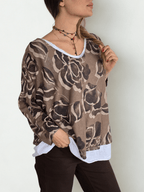 Sweater Italiano Estampado con Polera, color Chocolate