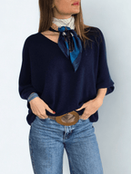 Sweater Italiano Manga 3/4, color Azul Marino