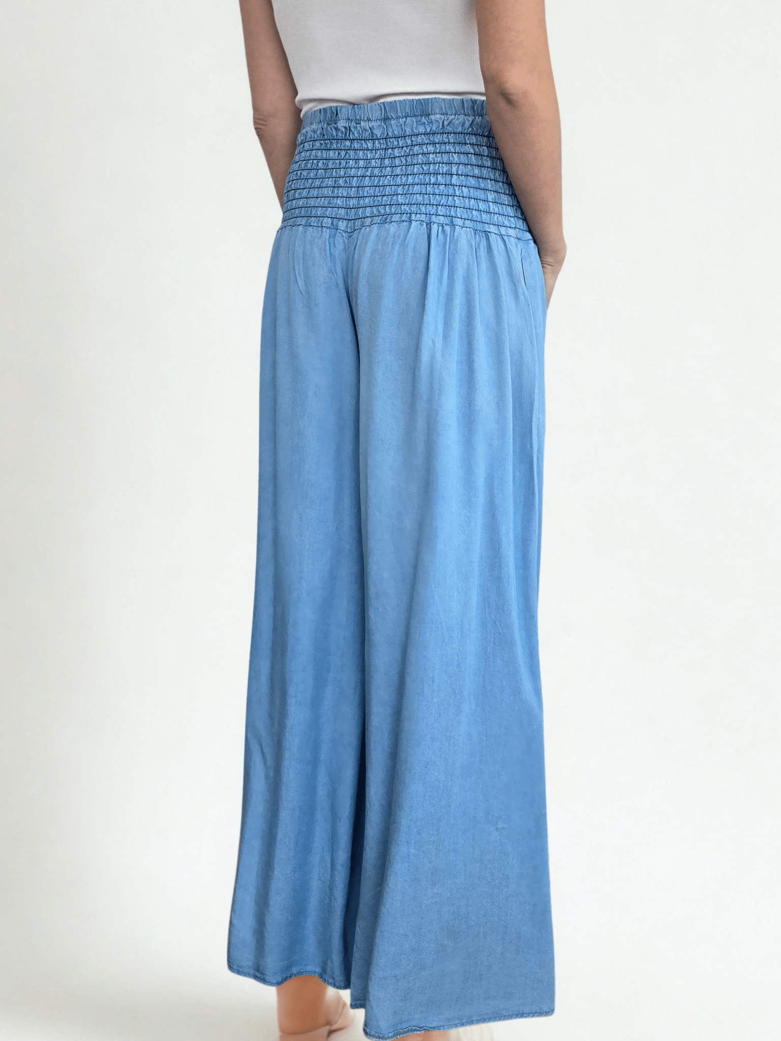 Pantalón Palazzo Italiano Tencel, color Celeste