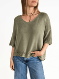Sweater Italiano Pretina y Puño Calado, color Verde