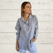 Cargar imagen en el visor de la galería, Blusa Italiana Venecia 100% Lino, color Gris
