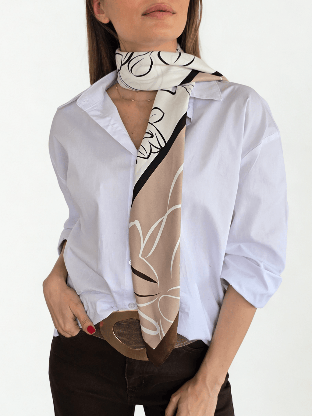 Pañuelo Estampado, Orilla Chocolate