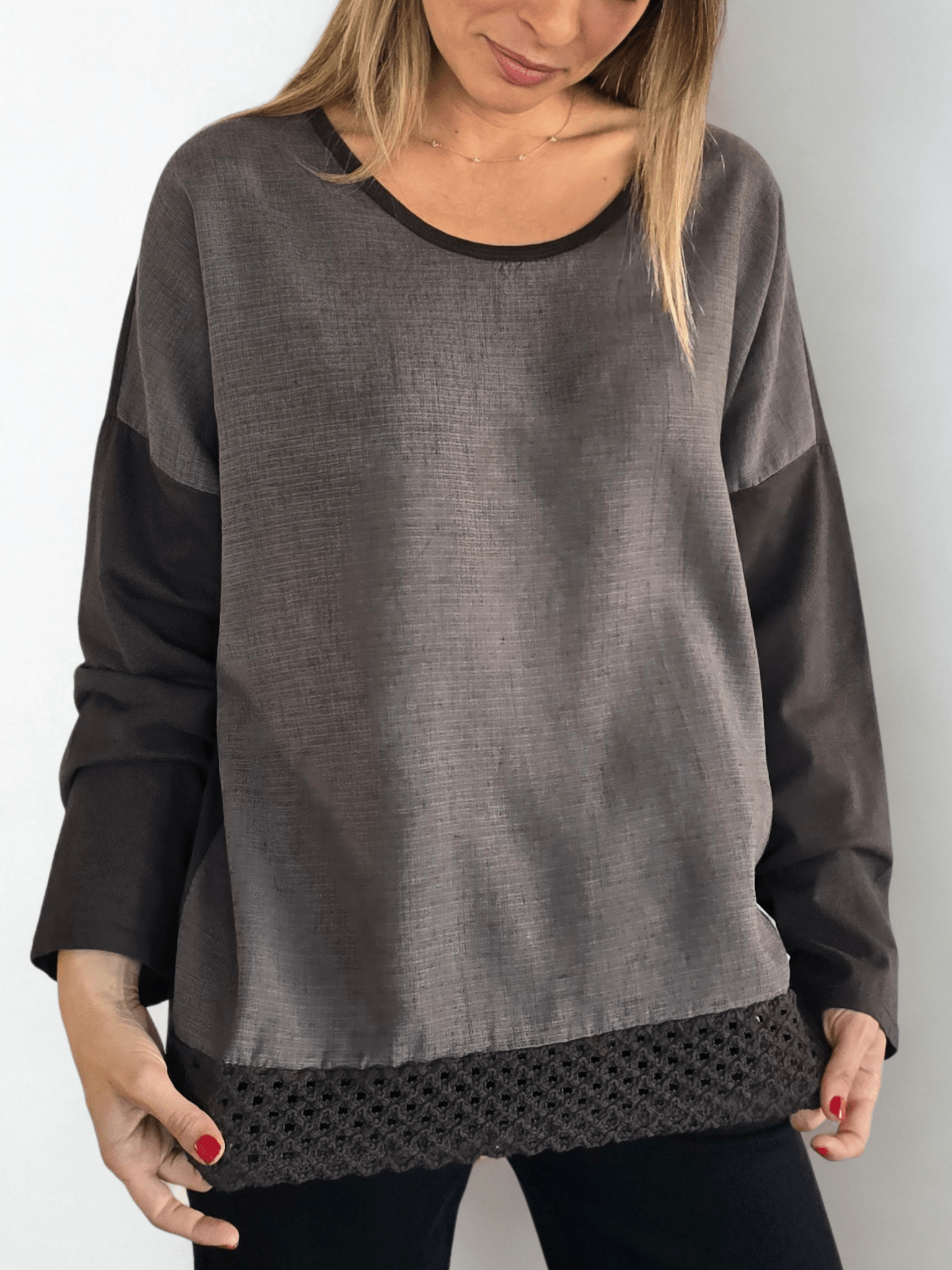 Blusa Italiana Bordada, color Chocolate