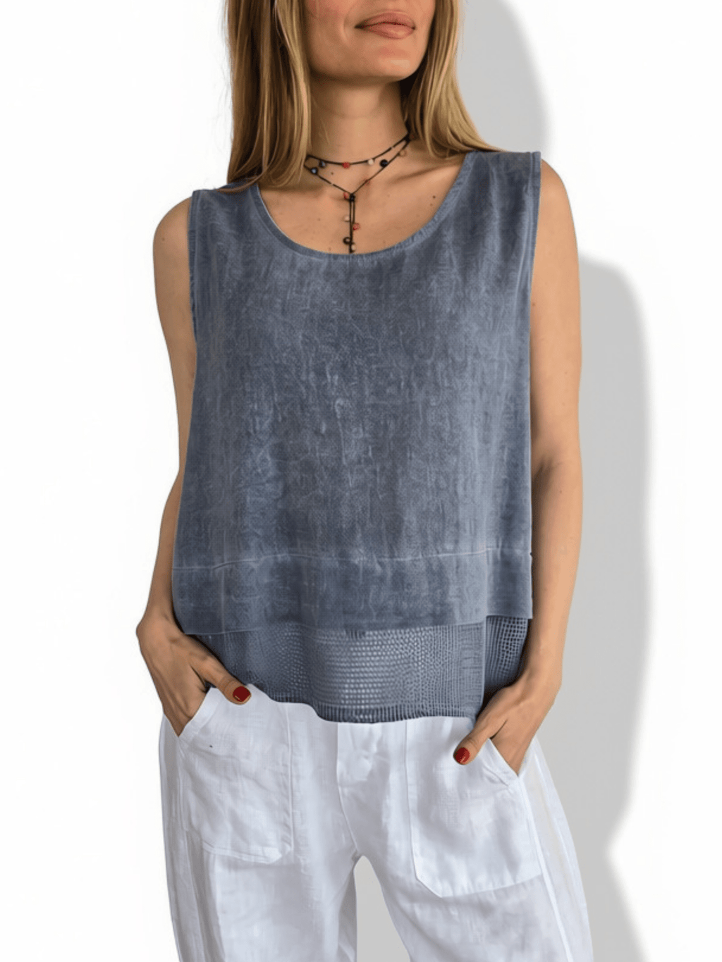 Blusa Italiana dos Texturas, color Azul