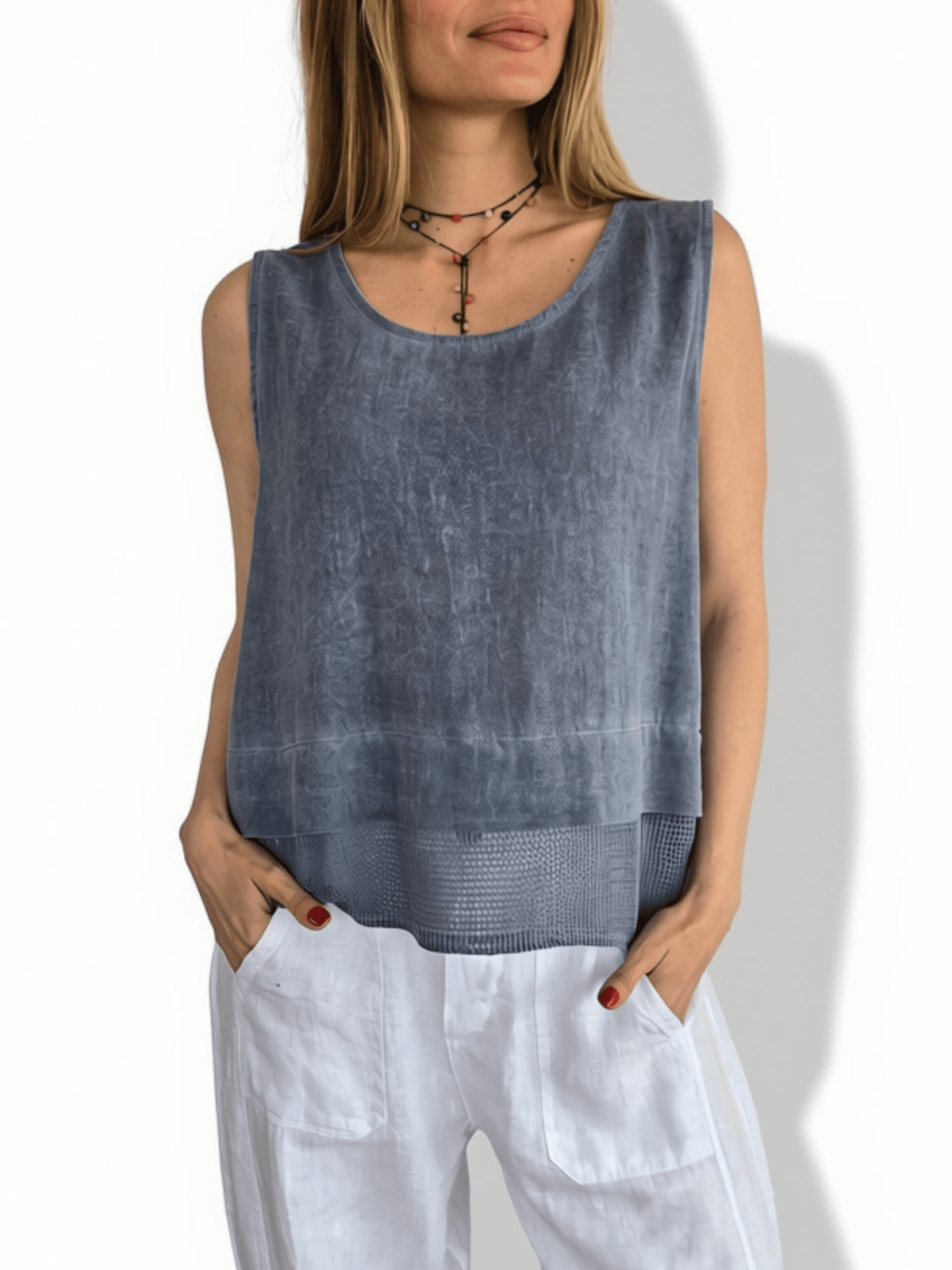Blusa Italiana dos Texturas, color Azul