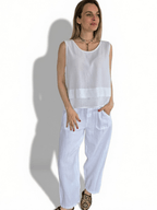 Blusa Italiana dos Texturas, color Blanco