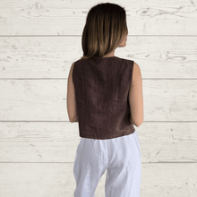 Cargar imagen en el visor de la galería, Blusa Gillettte Lino Italiano, color Chocolate
