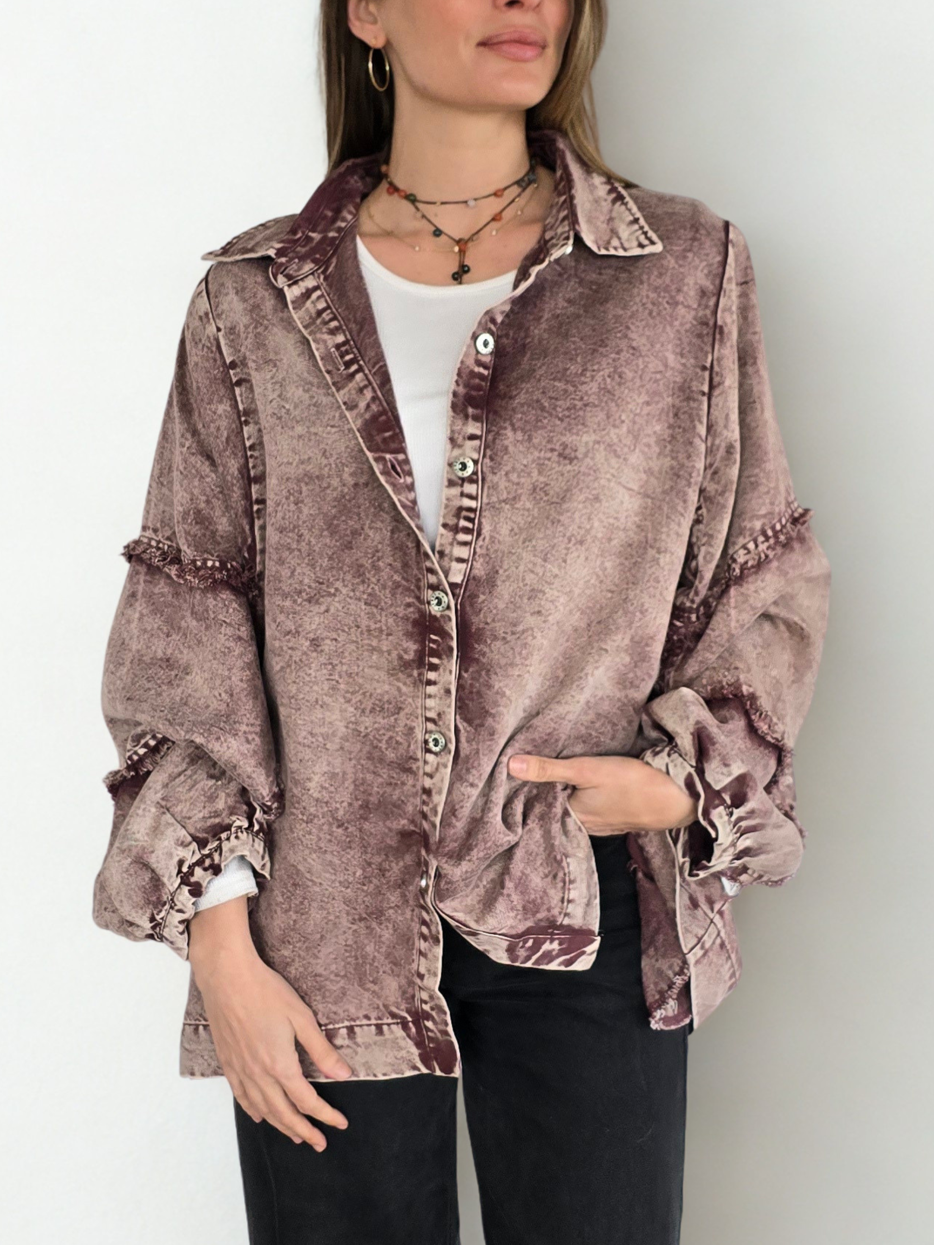 Chaqueta Teñida Delgada, color Guinda